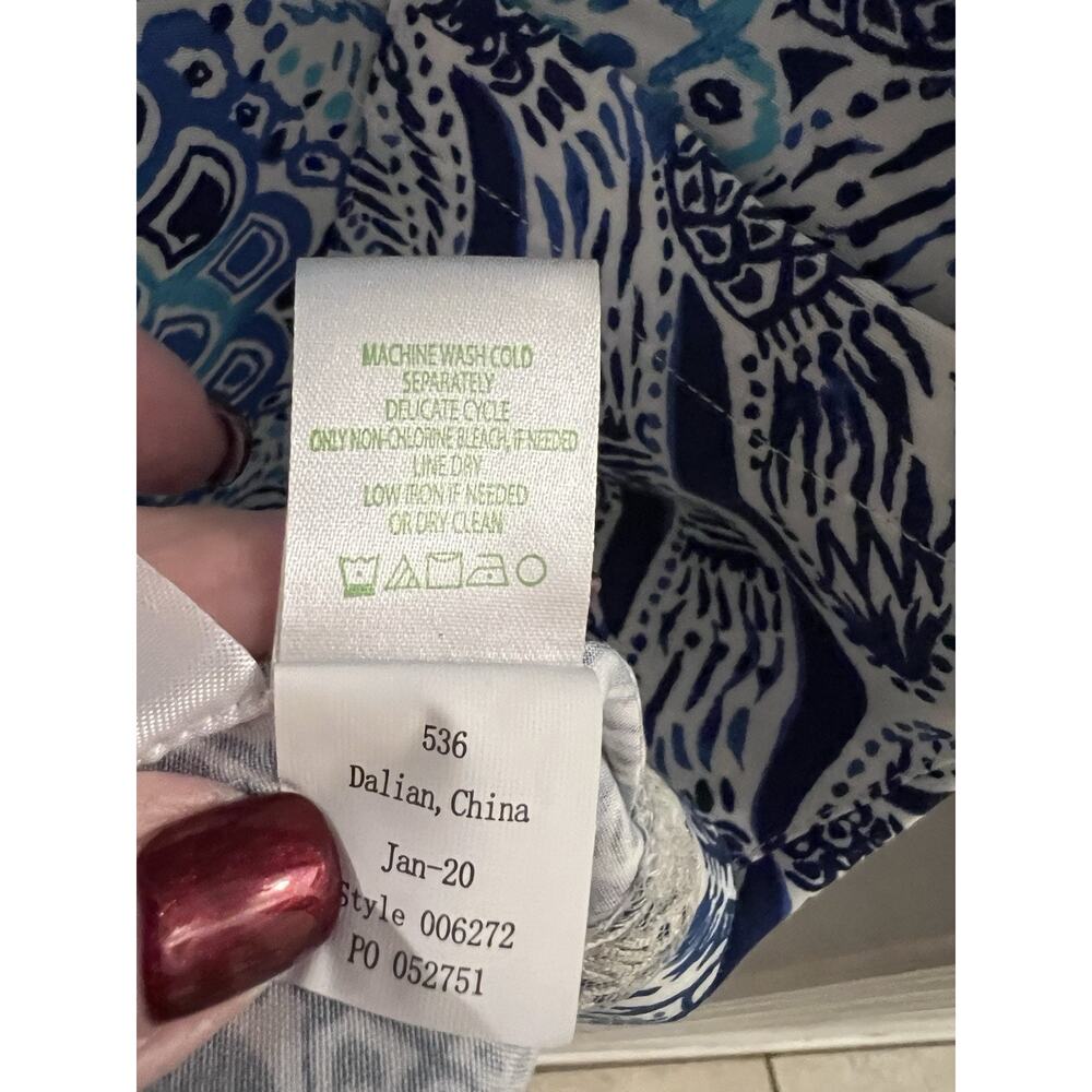 Lilly Pulitzer Kelby Shift Dress Sz 8 Sleeveless Pockets Blue White Mermaid Chic - Picture 7 of 9